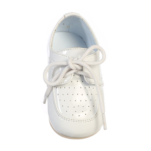 Lito Baby Boys White Lace Up Holed Design Dress Shoes 0 Baby-6 Toddler - SophiasStyle.com