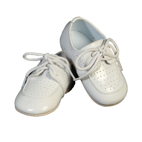 Lito Baby Boys White Lace Up Holed Design Dress Shoes 0 Baby-6 Toddler - SophiasStyle.com