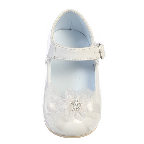 Lito Little Girl White Joyce Flower Bow Strap Dress Shoes 4-6 Toddler - SophiasStyle.com