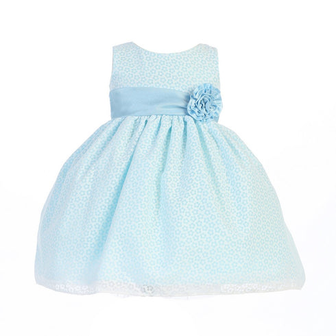 Lito Baby Girls Blue Cotton Burnout Special Occasion Easter Dress 3-24M - SophiasStyle.com