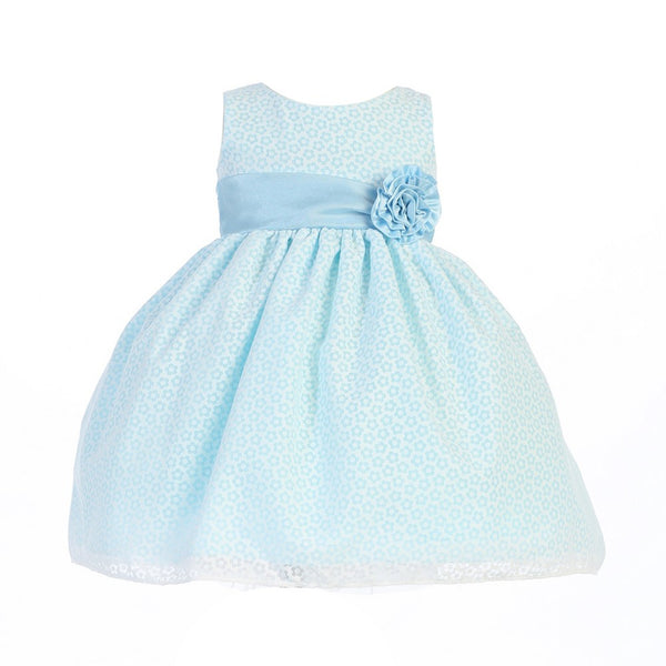 Lito Baby Girls Blue Cotton Burnout Special Occasion Easter Dress 3-24M - SophiasStyle.com