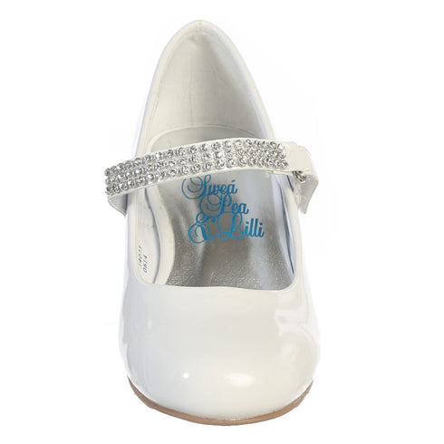 Lito Girls White Rhinestone Strap Mia Occasion Dress Shoes 11-4 Kids - SophiasStyle.com