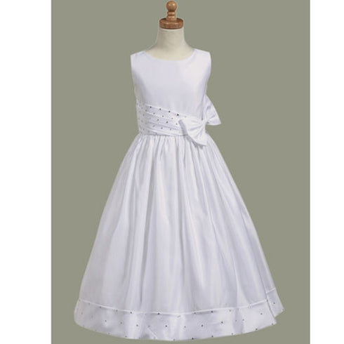 Lito Little Girls White Satin Sparkle Communion Dress 6 - SophiasStyle.com