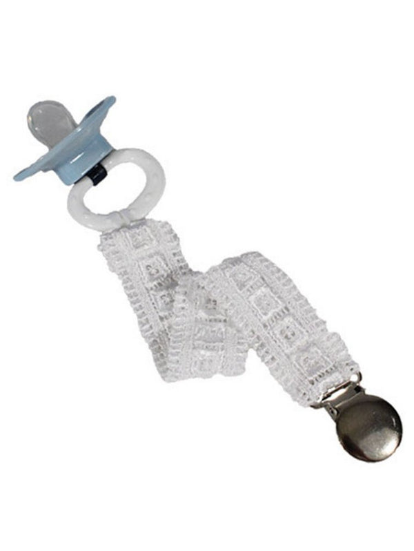 Little Things Mean A Lot Unisex White Universal Pacifier Clip Block Lace - SophiasStyle.com
