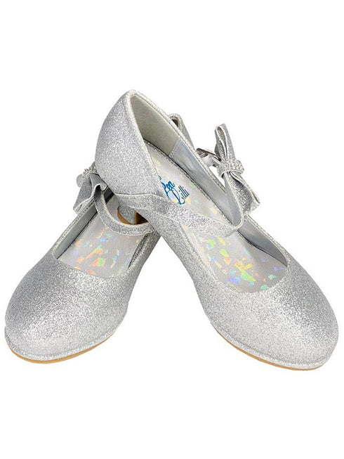 Lito Girls Silver Side Bow Adjustable Strap Pearl Dress Shoes 10 Toddler-6 Kids - SophiasStyle.com