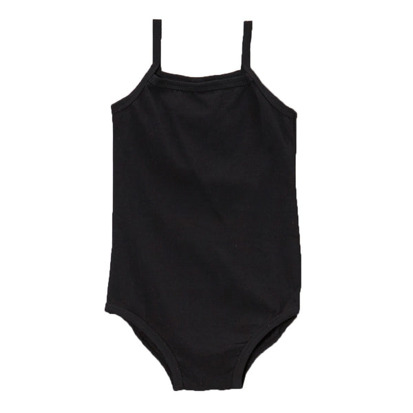 Little Girls Black Spaghetti Strap Cotton Spandex Gym Dance Leotard 0-7 - SophiasStyle.com