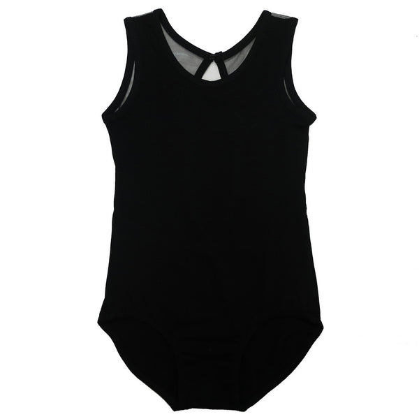 Little Girls Black Ring Back Detail Tank Top Leotard M (2-4) - SophiasStyle.com