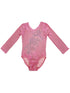 Girls Pink Long Sleeve Glitter Rhinestone Competition Leotard 9M-8 - SophiasStyle.com
