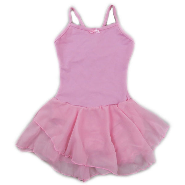 Girls Pink Skirted 2 Layer Spaghetti Strap Leotard S (9-24M)-XL (6-8) - SophiasStyle.com