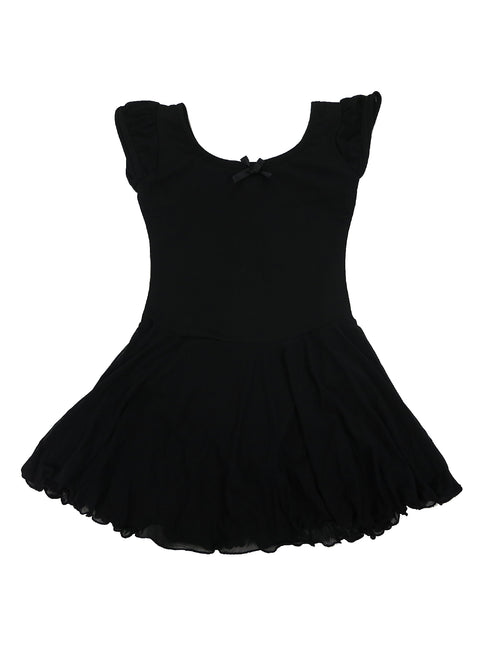 Girls Black Skirted 2 Layer Short Sleeve Leotard 9M-8 - SophiasStyle.com