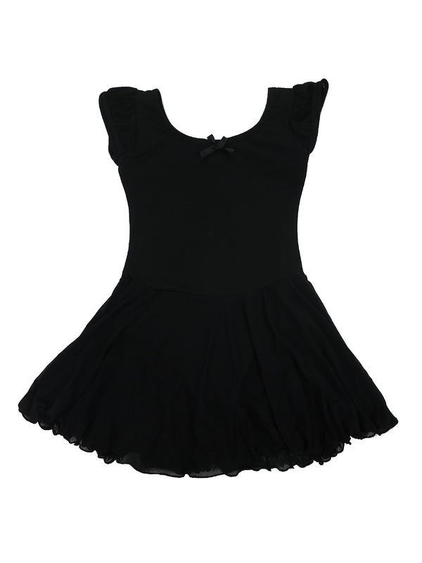 Girls Black Skirted 2 Layer Short Sleeve Leotard 9M-8 - SophiasStyle.com