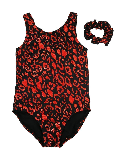 Girls Red Black Leopard Pattern Stylish Dancewear Leotard 9M-8 - SophiasStyle.com