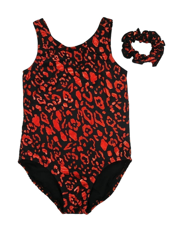 Girls Red Black Leopard Pattern Stylish Dancewear Leotard 9M-8 - SophiasStyle.com