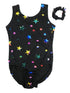 Womens Black Rainbow Stars Scrunchie Leotard XS-L - SophiasStyle.com