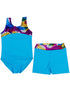 Girls Blue Multi Rainbow Mermaid Scale Leotard Shorts Set 9M-8 - SophiasStyle.com