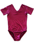 Girls Hot Pink Shiny Short-Sleeve Stylish Dancewear Leotard 9M-8 - SophiasStyle.com