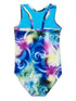 Girls Blue Rainbow Floral Print T-Back Sleeveless Leotard 9M-8 - SophiasStyle.com