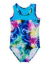 Girls Blue Rainbow Floral Print T-Back Sleeveless Leotard 9M-8 - SophiasStyle.com