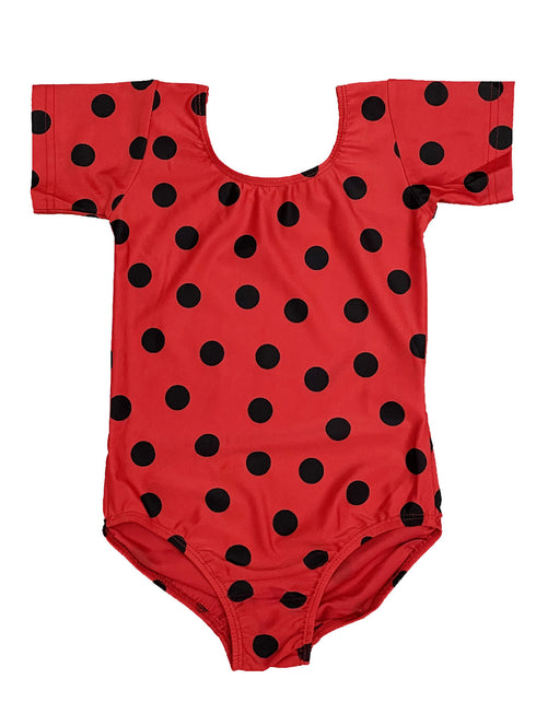 Little Girls Red Black Lady Bugs Short Sleeve Leotard 1T-8 - SophiasStyle.com