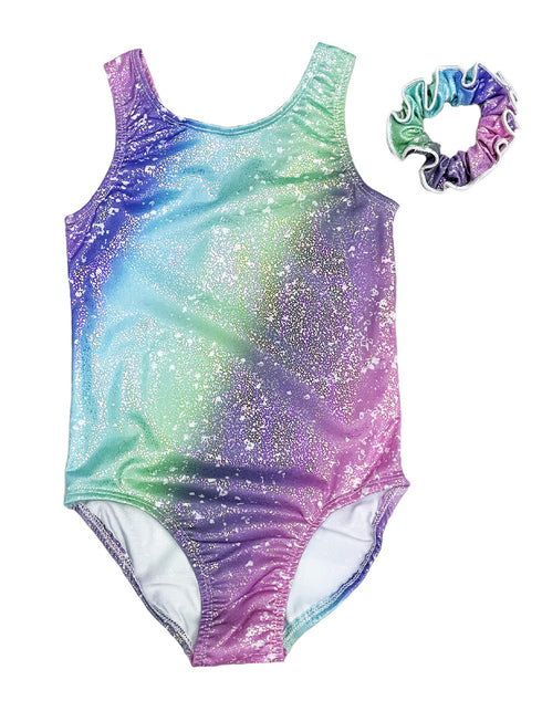 Little Girls Rainbow Shiny Hair Band Leotard 1T-8 - SophiasStyle.com