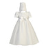 Lito Baby Girls White Embroidered Satin Ribbon Dress Bonnet Baptism Set 0-18M - SophiasStyle.com