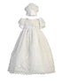 Swea Pea & Lilli Baby Girls White Embroidered Tulle Bonnet Baptism Gown 0-18M - SophiasStyle.com