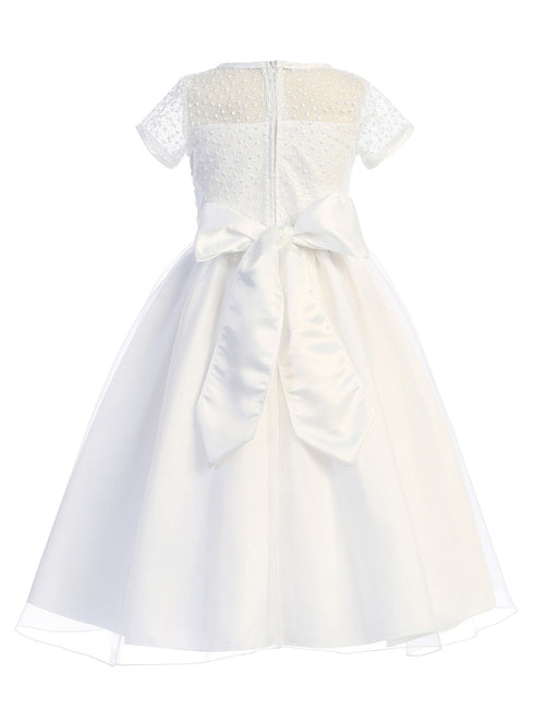 Swea Pea & Lilli Girls White Embroidered Tulle Communion Dress, Sizes 10.5-18.5 - SophiasStyle.com