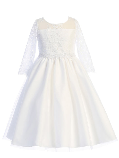 Swea Pea & Lilli Girls White Embroidery Tulle Skirt Communion Dress 6-12 - SophiasStyle.com