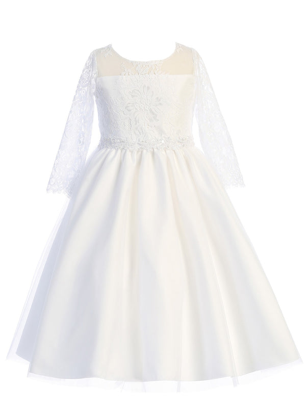 Swea Pea & Lilli Girls White Embroidery Tulle Skirt Communion Dress 6-12 - SophiasStyle.com