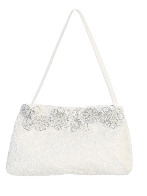 Swea Pea & Lilli Girls White Lace Communion Purse - SophiasStyle.com
