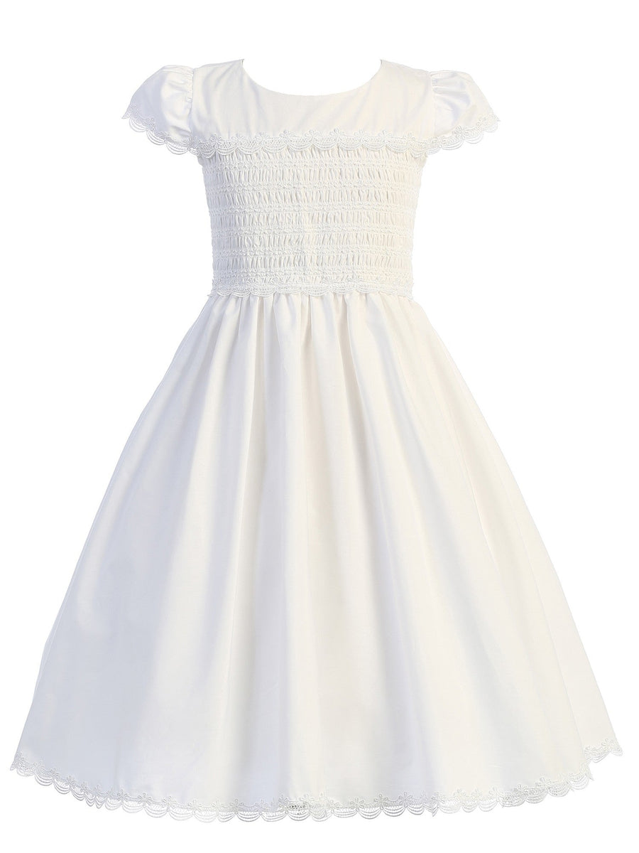 Swea Pea and Lilli Big Girls White Smocked Cotton Communion Dress 7