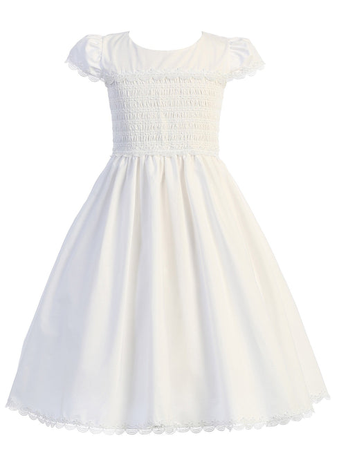 Swea Pea & Lilli Big Girls White Smocked Cotton Communion Dress 7 - SophiasStyle.com