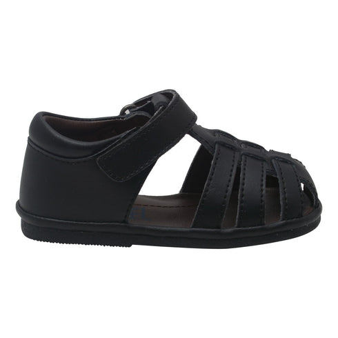 Angel Baby Boys Black Fisherman Strap Bow Sandals Shoes 4 Baby-7 Toddler - SophiasStyle.com