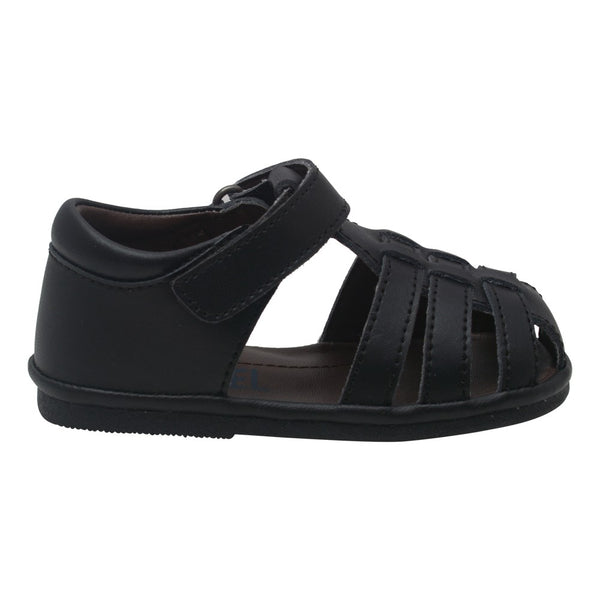 Angel Baby Boys Black Fisherman Strap Bow Sandals Shoes 4 Baby-7 Toddler - SophiasStyle.com