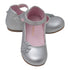 L'Amour Girls Silver Flower Applique Strap Flats 11-12 Kids - SophiasStyle.com