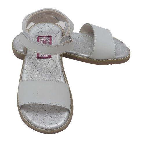 L'Amour Girls White Open Toe Strap Leather Sandals 7-10 Toddler - SophiasStyle.com