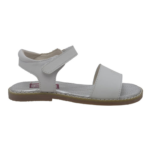 L'Amour Girls White Open Toe Strap Leather Sandals 7-10 Toddler - SophiasStyle.com