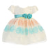 Lito Little Girls Ivory Teal Rosette Embroidered Organza Easter Dress 2-4T - SophiasStyle.com
