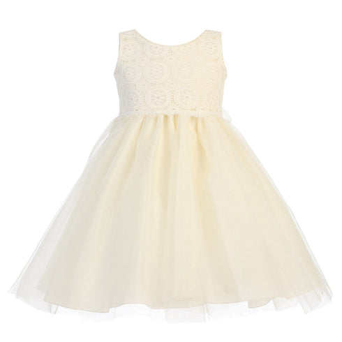 Lito Baby Girls Ivory Lace Bodice Tulle Easter Flower Girl Dress 3-24M - SophiasStyle.com