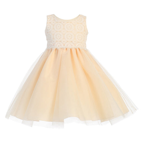 Lito Baby Girls Peach Lace Bodice Tulle Easter Flower Girl Dress 3-24M - SophiasStyle.com