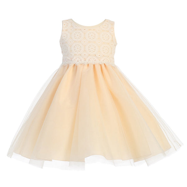 Lito Baby Girls Peach Lace Bodice Tulle Easter Flower Girl Dress 3-24M - SophiasStyle.com