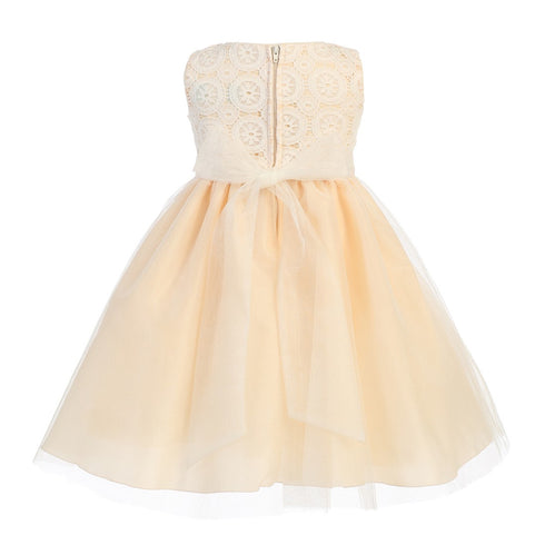 Lito Baby Girls Peach Lace Bodice Tulle Easter Flower Girl Dress 3-24M - SophiasStyle.com