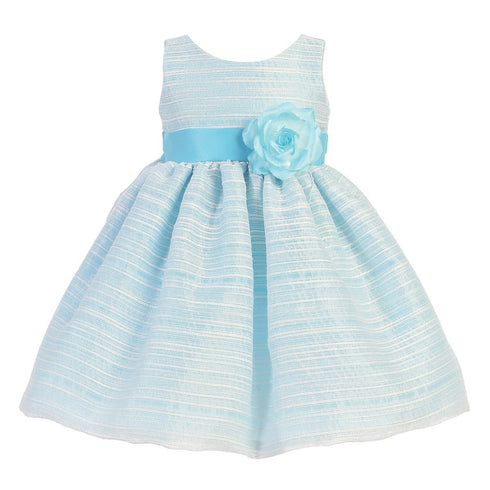 Lito Little Girls Blue Sleeveless Striped Organza Easter Flower Girl Dress 2T-6 - SophiasStyle.com