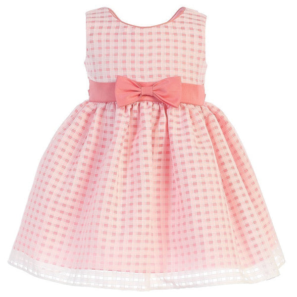 Swea Pea & Lilli Little Girls Coral Burnout Squares Organza Easter Dress 2T-6 - SophiasStyle.com