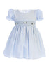 Lito Baby Girls Light Blue Stripes Smocked Waist Easter Dress 3-24 Months - SophiasStyle.com