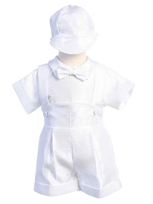 Lito Baby Boys White Cross Suspender Shorts Maverick Christening Outfit 0-24M - SophiasStyle.com