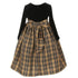 Little Girls Black Khaki Velvet Checker Corsage Bag Christmas Dress 2-6 - SophiasStyle.com