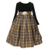 Little Girls Black Khaki Velvet Checker Corsage Bag Christmas Dress 2-6 - SophiasStyle.com