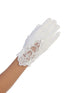 Girls White Lace Embellished Matte Satin Special Occasion Gloves 0-14 - SophiasStyle.com