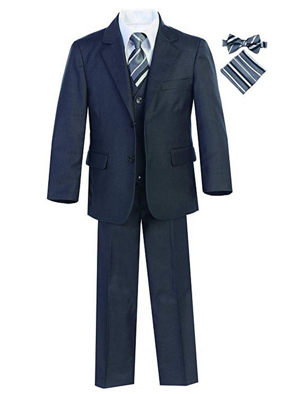Magen Kids Big Boys Husky Fit Tie Pocket Square 7 Pc Suit 8-20 - SophiasStyle.com